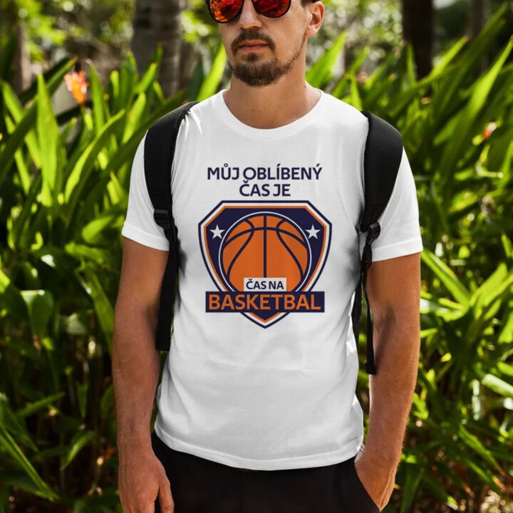 Můj oblíbený čas je: Čas na basketbal - pánské tričko s potiskem