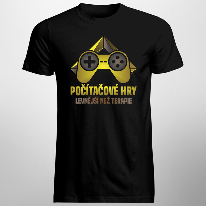Počítačové hry - levnější než terapie - pánské tričko s potiskem