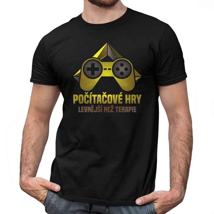 Počítačové hry - levnější než terapie - pánské tričko s potiskem