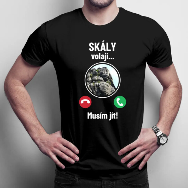 Skály volají - musím jít - pánské tričko s potiskem