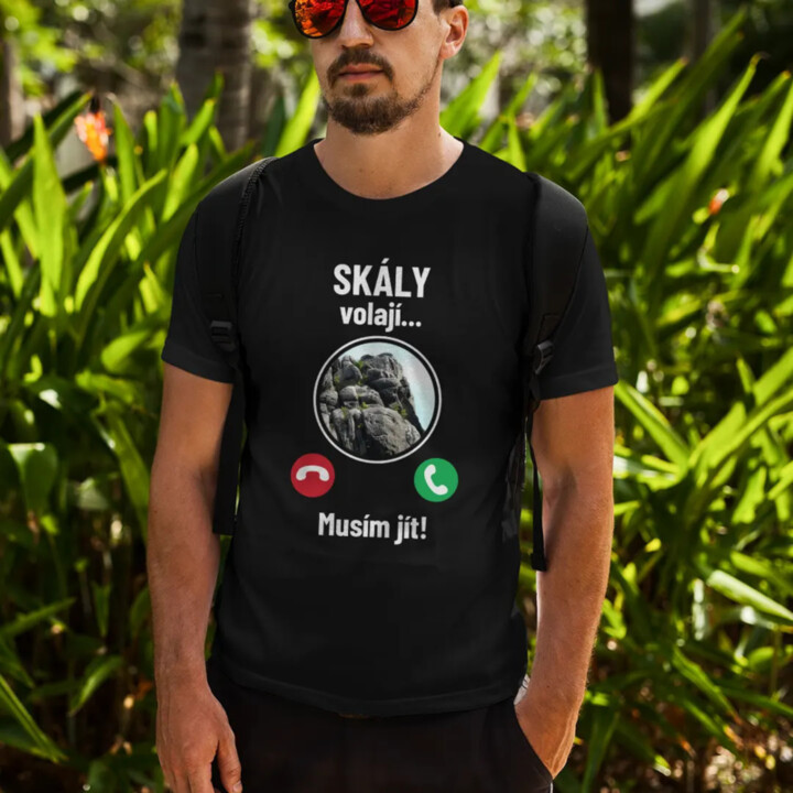 Skály volají - musím jít - pánské tričko s potiskem