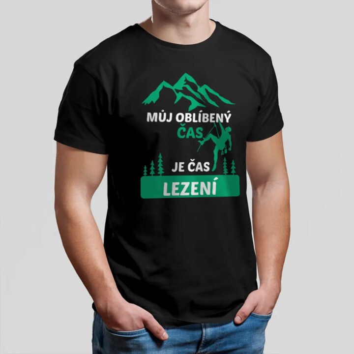 Můj oblíbený čas je čas lezení - pánské tričko s potiskem