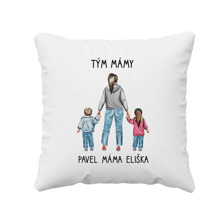 Tým mámy - polštář s potiskem - personalizovaný produkt