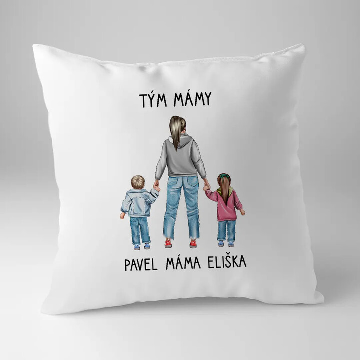 Tým mámy - polštář s potiskem - personalizovaný produkt