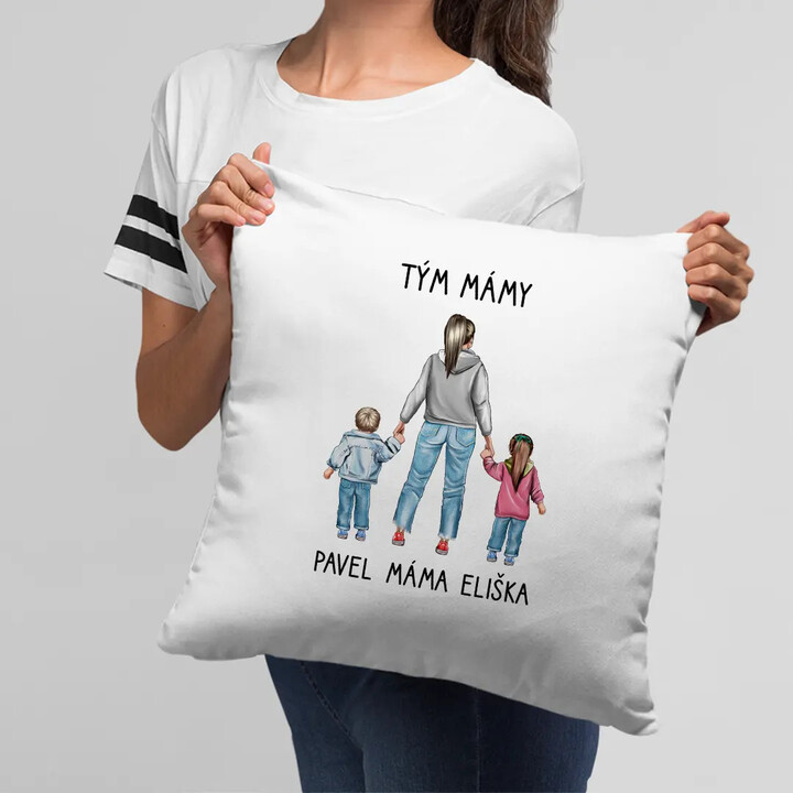 Tým mámy - polštář s potiskem - personalizovaný produkt