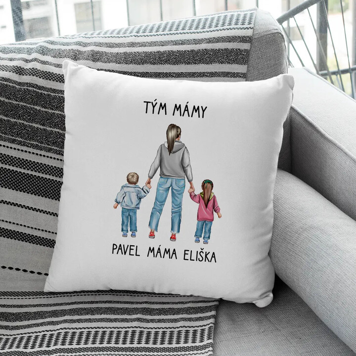 Tým mámy - polštář s potiskem - personalizovaný produkt