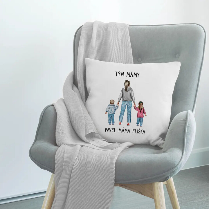 Tým mámy - polštář s potiskem - personalizovaný produkt