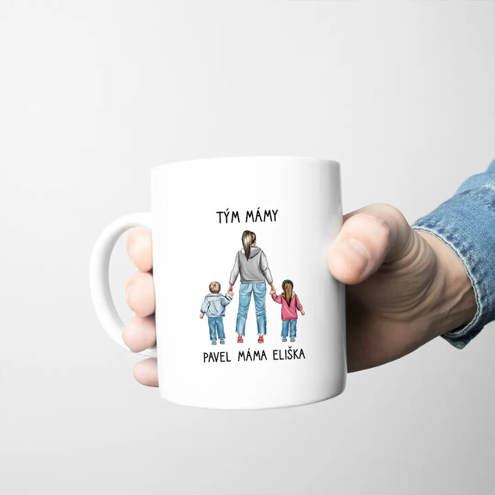 Tým mámy - hrnek s potiskem - personalizovaný produkt