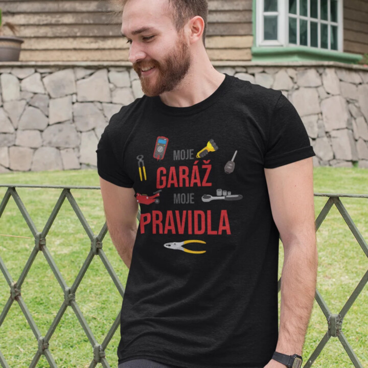 Moje garáž moje pravidla - pánské tričko s potiskem
