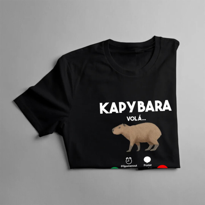 Kapybara volá, musím jít - pánské tričko s potiskem