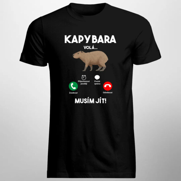 Kapybara volá, musím jít - pánské tričko s potiskem