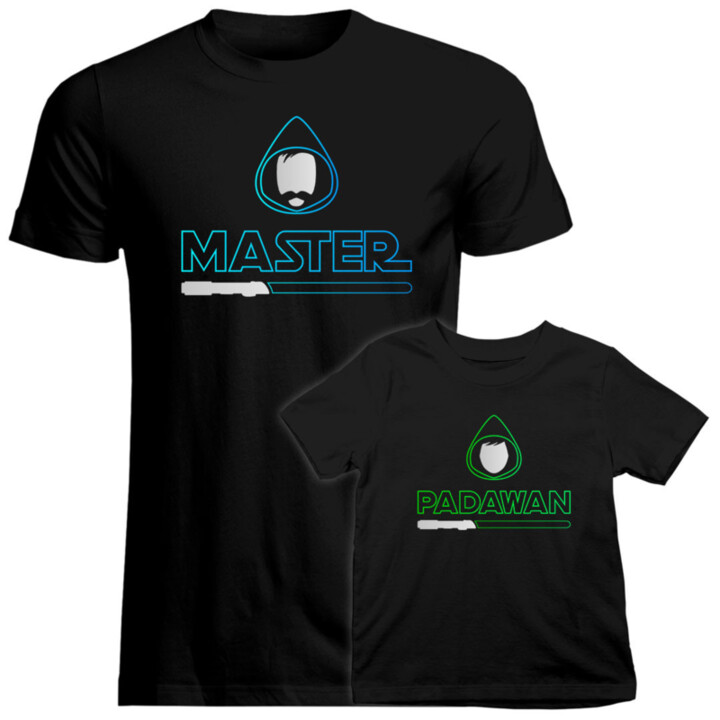 Komplet pro otca a syna - Master / Padawan - trička s potiskem