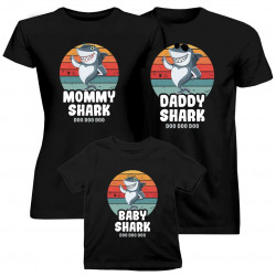 Komplet pro rodinu - Daddy shark / Mommy shark / Baby shark - trička s potiskem