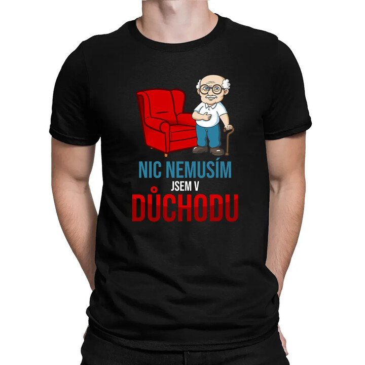 Důchodce je jako holub, sere na všechno - pánské tričko s potiskem