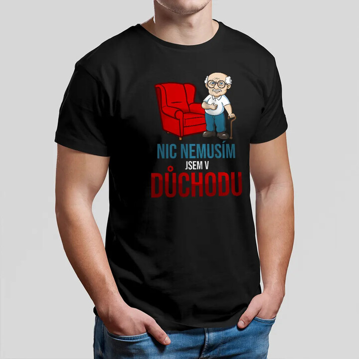 Důchodce je jako holub, sere na všechno - pánské tričko s potiskem