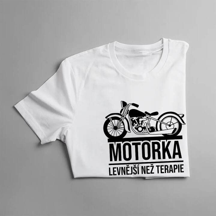 Motorka - levnější než terapie - pánské tričko s potiskem