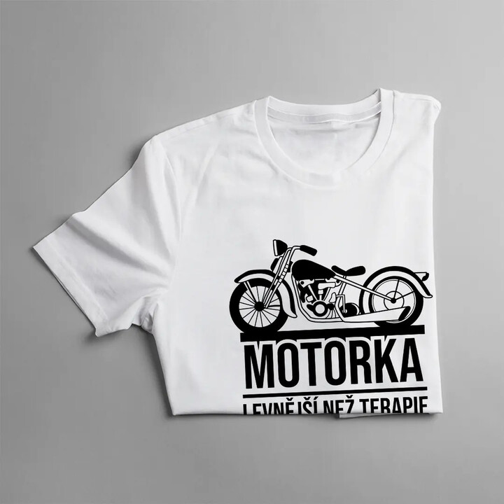 Motorka - levnější než terapie - dámské tričko s potiskem
