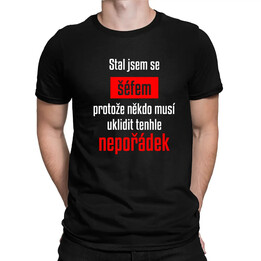 Stal jsem se šéfem, protože někdo musí uklidit tenhle nepořádek - pánské tričko s potiskem