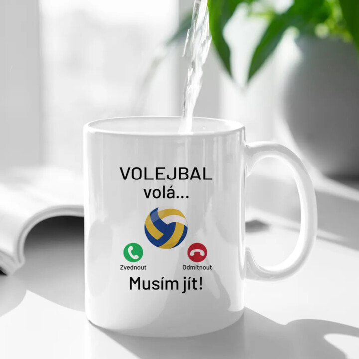 Volejbal volá, musím jít - hrnek s potiskem
