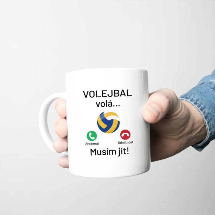 Volejbal volá, musím jít - hrnek s potiskem