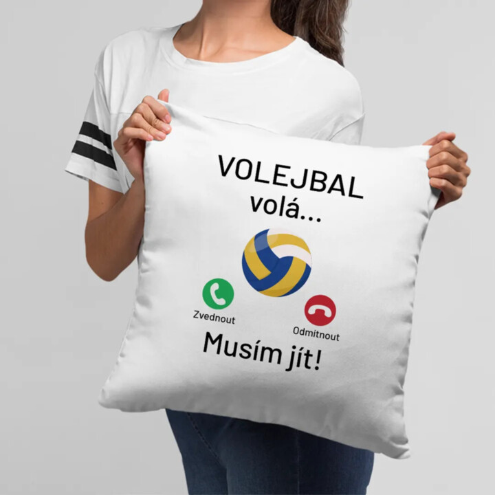 Volejbal volá, musím jít - polštář s potiskem