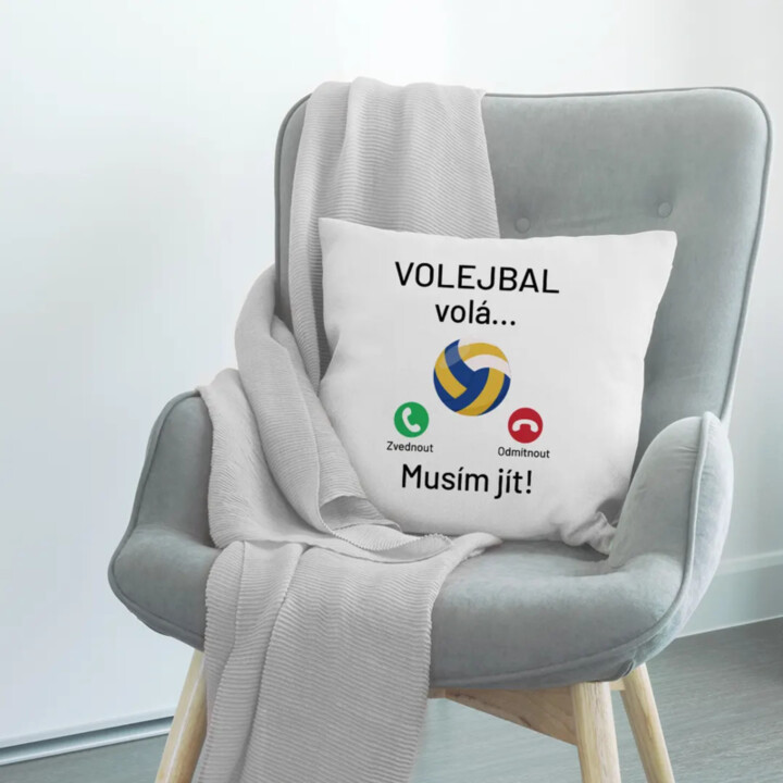Volejbal volá, musím jít - polštář s potiskem