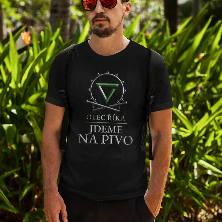 Otec říká: Jdeme na pivo - pánské tričko s potiskem