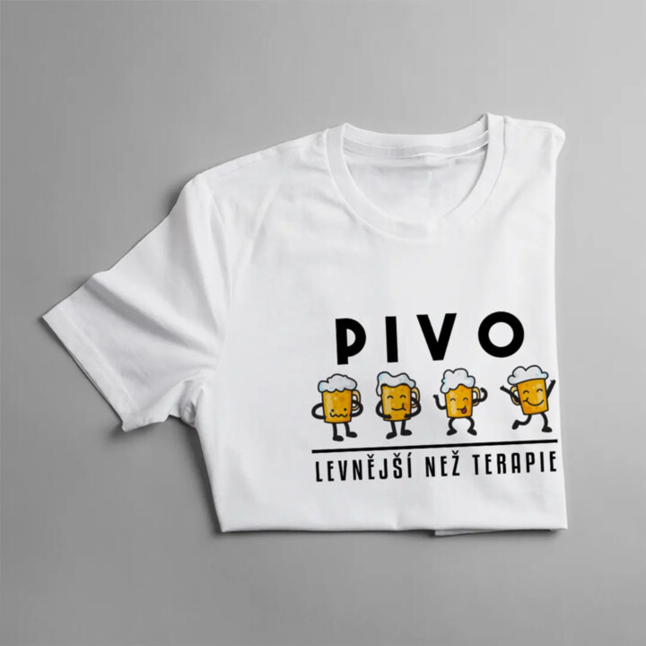 Pivo - levnější než terapie - pánské tričko s potiskem