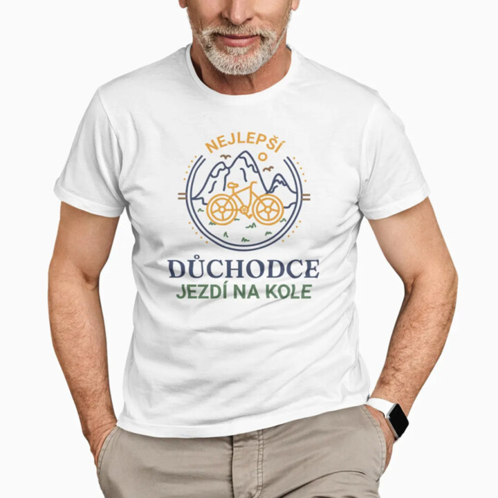 Nejlepší důchodce jezdí na kole - pánské tričko s potiskem