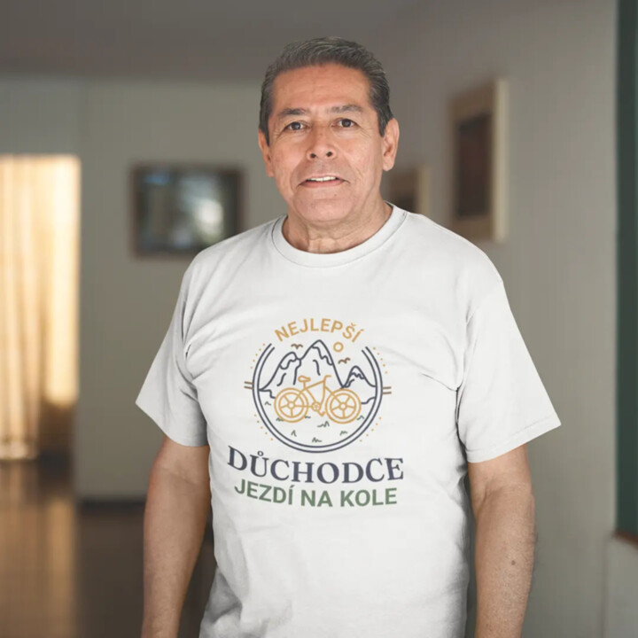 Nejlepší důchodce jezdí na kole - pánské tričko s potiskem