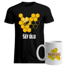Komplet pro pro včelaře - Šéf úlu / Vedoucí úlu - tričko a hrnek s potiskem