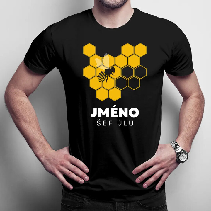 Šéf úlu (jméno) - pánské tričko s potiskem - personalizovaný produkt