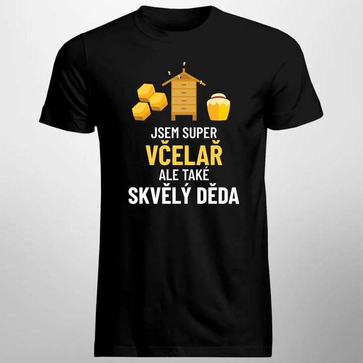 Jsem super včelař, ale také skvělý děda - pánské tričko s potiskem