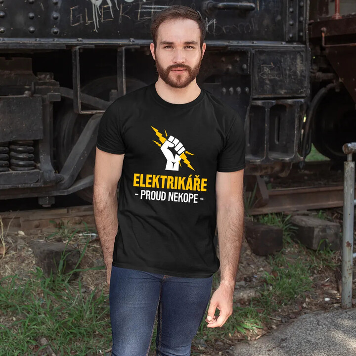 Elektrikáře proud nekope - pánské tričko s potiskem