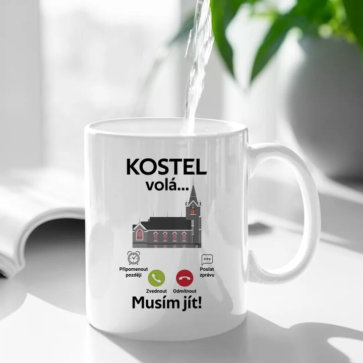 Kostel volá, musím jít - hrnek s potiskem