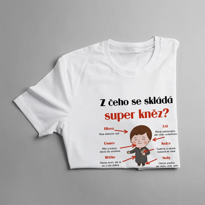 Z čeho se skládá super kněz? - pánské tričko s potiskem