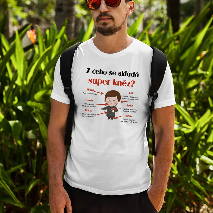 Z čeho se skládá super kněz? - pánské tričko s potiskem