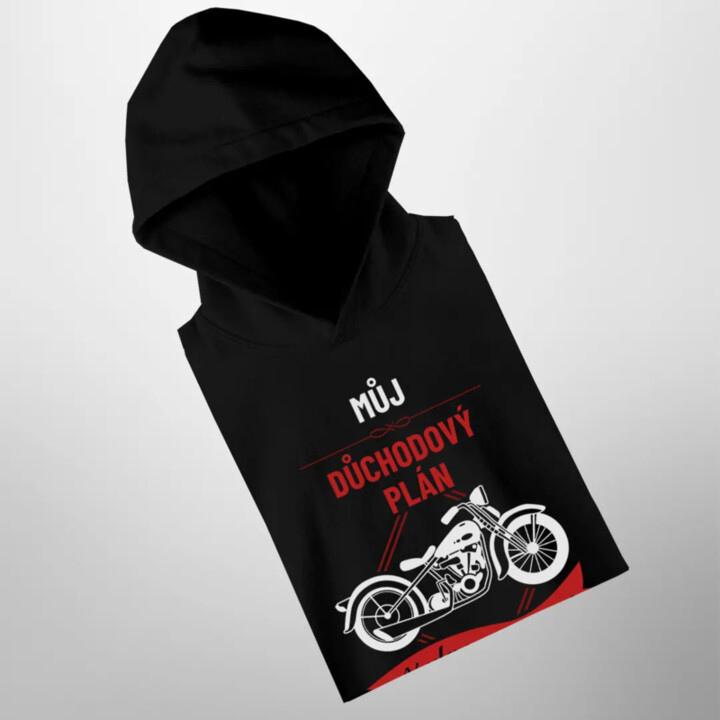 Můj důchodový plán: jízda na motorce - pánská mikina s potiskem