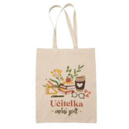 Učitelka mění svět - béžová taška s potiskem