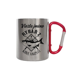 Rybář z krve a kostí (jméno) - kovový hrnek s karabinou - personalizovaný produkt