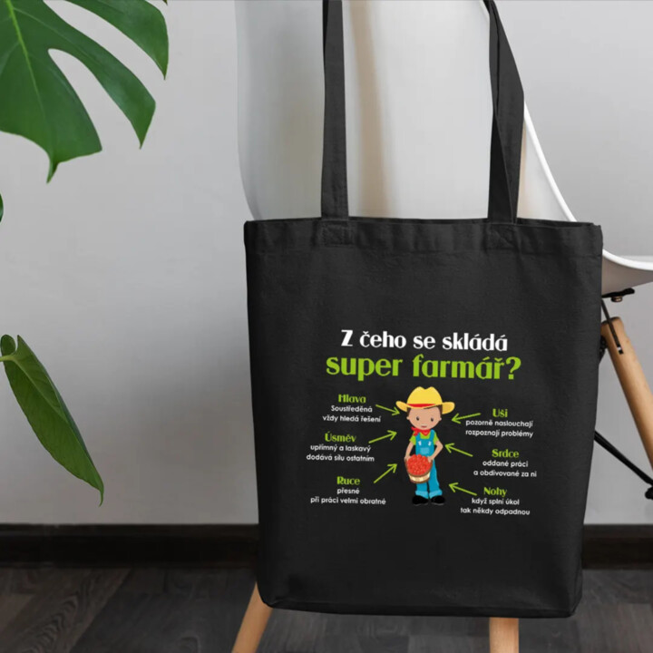 Z čeho se skládá super farmář? - taška s potiskem