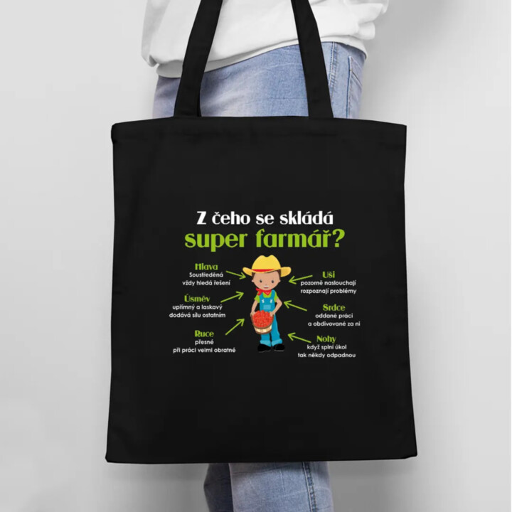 Z čeho se skládá super farmář? - taška s potiskem