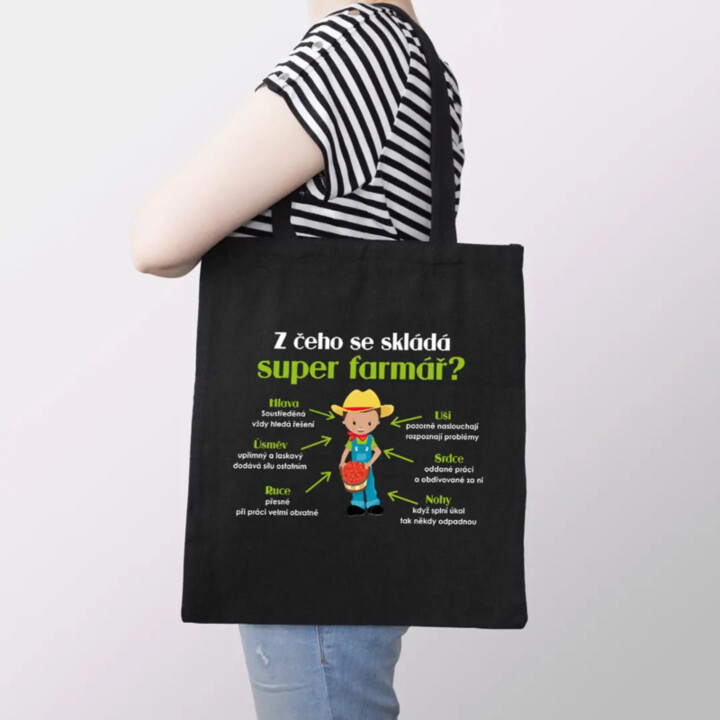 Z čeho se skládá super farmář? - taška s potiskem