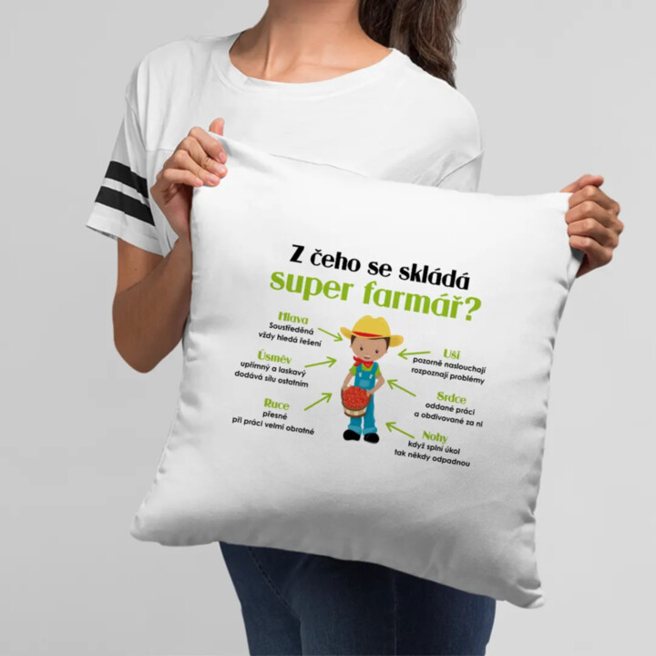 Z čeho se skládá super farmář? - polštář s potiskem