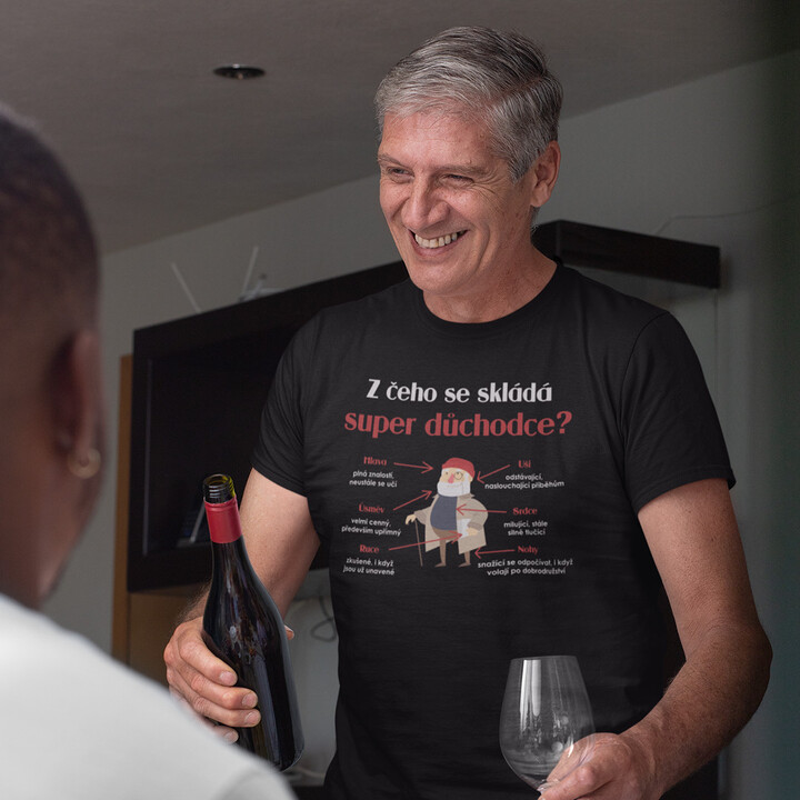 Z čeho se skládá super důchodce? - pánské tričko s potiskem