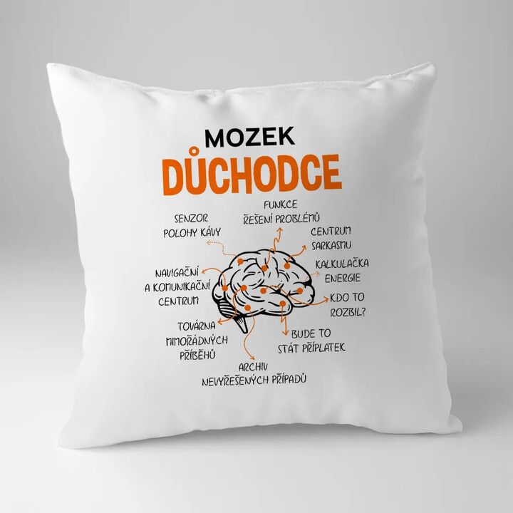 Mozek důchodce - polštář s potiskem