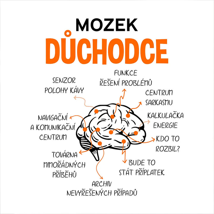 Mozek důchodce - hrnek s potiskem