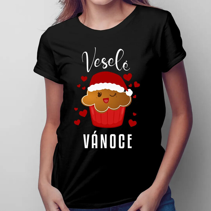 Veselé Vánoce - muffin - dámské tričko s potiskem