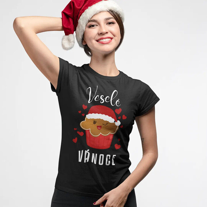 Veselé Vánoce - muffin - dámské tričko s potiskem
