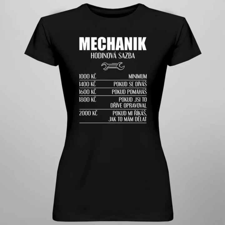 Mechanik - hodinová sazba - dámské tričko s potiskem
